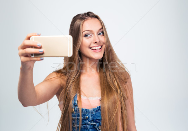 Alegre mulher foto retrato Foto stock © deandrobot