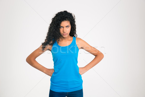 Portrait of angry afro american woman  Stock photo © deandrobot