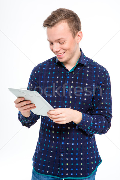 Sorridente homem retrato isolado branco Foto stock © deandrobot