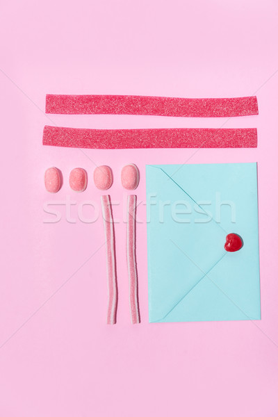 Picture of jelly sugar candies and lollies in a row Stock photo © deandrobot