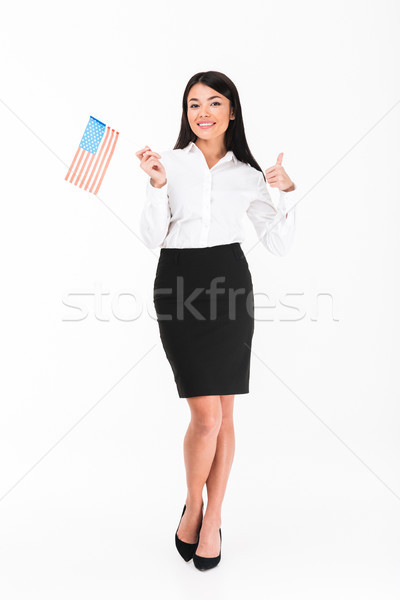 Stockfoto: Portret · asian · zakenvrouw · Amerikaanse · vlag