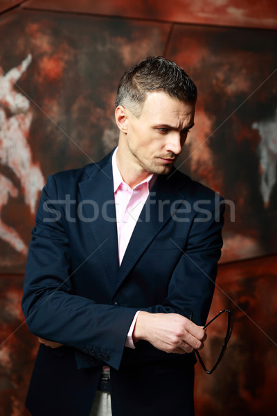 Portré figyelmes üzletember belső fej gondolkodik Stock fotó © deandrobot