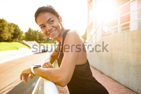 Foto d'archivio: Ritratto · felice · fitness · donna · ferroviario