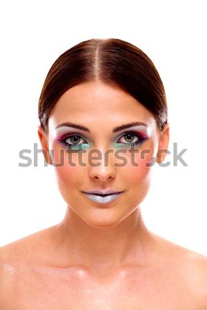 Portret piękna młoda kobieta twarz biały sexy Zdjęcia stock © deandrobot