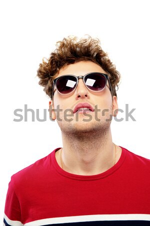 портрет моде молодым человеком Солнцезащитные очки человека модель Сток-фото © deandrobot