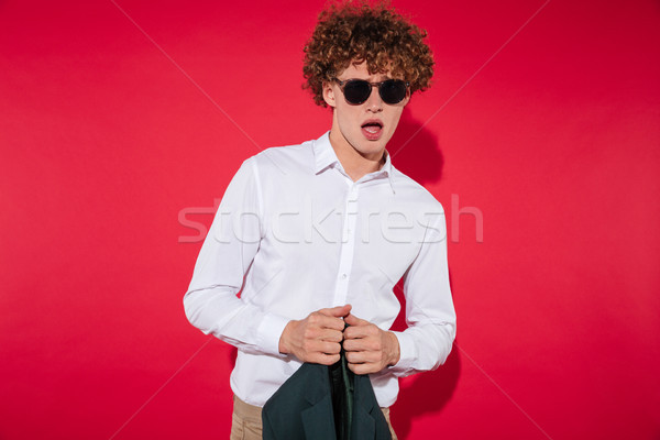 élégant élégant Guy lunettes de soleil blanche shirt [[stock_photo]] © deandrobot