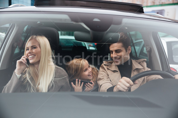 Foto stock: Feliz · moço · família · carro · imagem · sessão