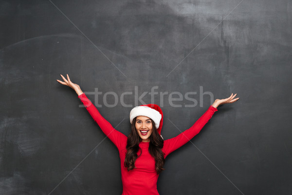 брюнетка женщину красный блузка Рождества Сток-фото © deandrobot