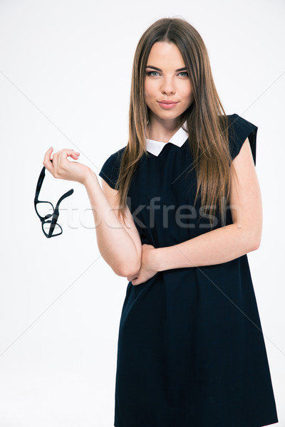 Happy young girl holding glasses  Stock photo © deandrobot