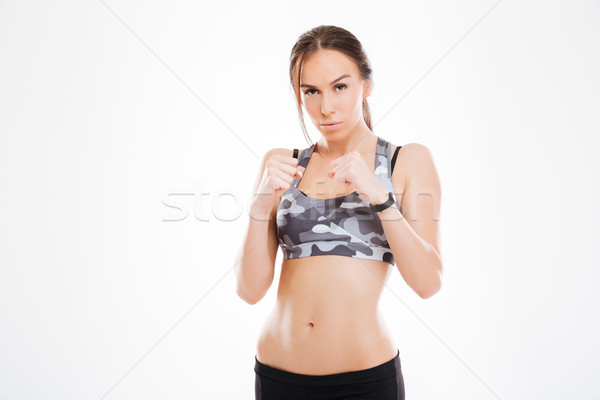 Kadın savaşçı stüdyo bakıyor kamera yalıtılmış Stok fotoğraf © deandrobot