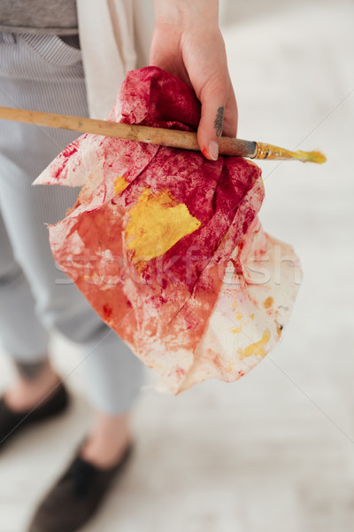 Stock photo: Cropped picture of young caucasian lady painter