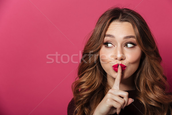 Pretty woman stałego odizolowany różowy ciszy Zdjęcia stock © deandrobot