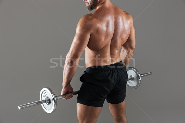 [[stock_photo]]: Vue · arrière · portrait · musculaire · torse · nu · Homme · bodybuilder