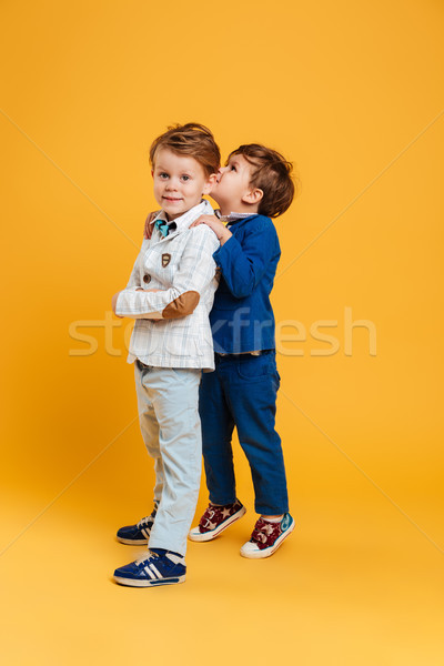 Two funny little children brothers Stock photo © deandrobot