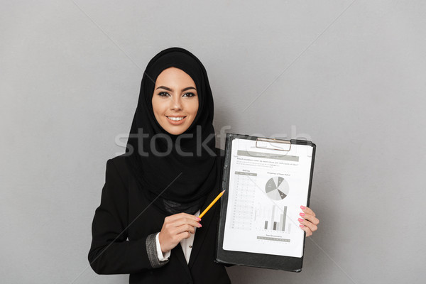 Portret szczęśliwy młodych arabski portret kobiety kobieta Zdjęcia stock © deandrobot