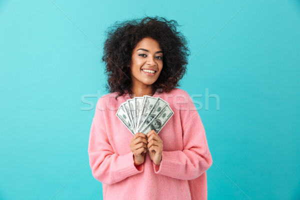 Stockfoto: Portret · rijke · gekruld · vrouw · 20s · afro