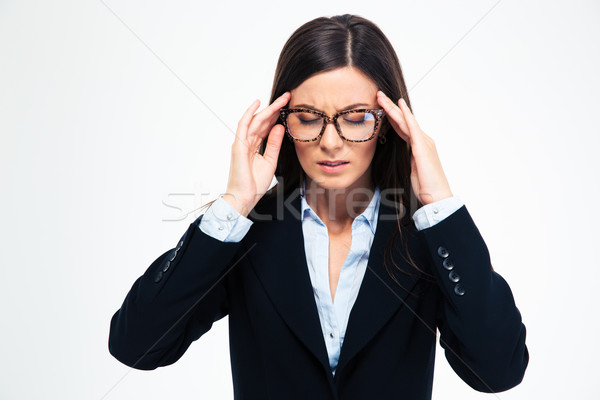 Mujer de negocios dolor de cabeza gafas aislado blanco negocios Foto stock © deandrobot