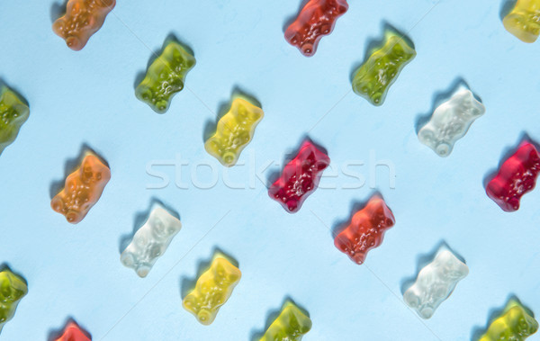 Kauwen snoep teddybeer vorm afbeelding Blauw Stockfoto © deandrobot
