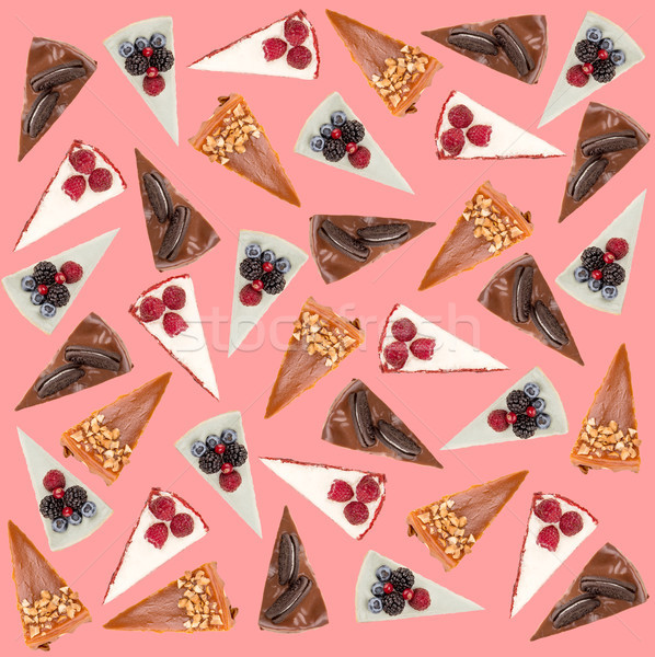 Pattern of different pies isolated over pink Stock photo © deandrobot