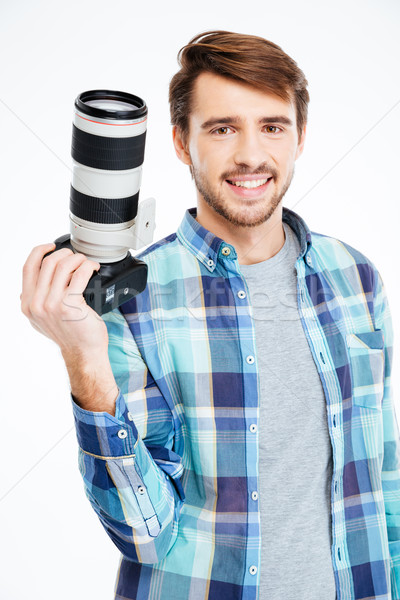 Feliz fotógrafo foto câmera masculino Foto stock © deandrobot