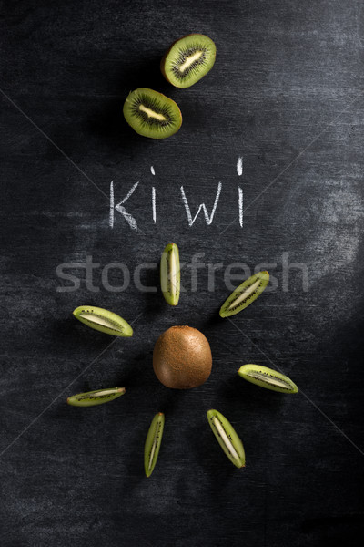 Kiwi donkere schoolbord top afbeelding Stockfoto © deandrobot