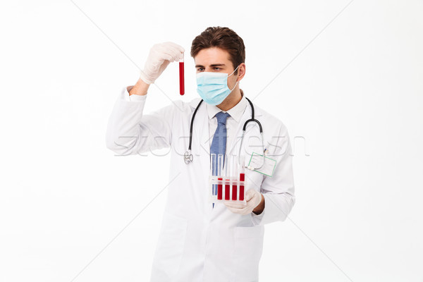 Foto stock: Retrato · concentrado · jovem · médico · do · sexo · masculino · estetoscópio