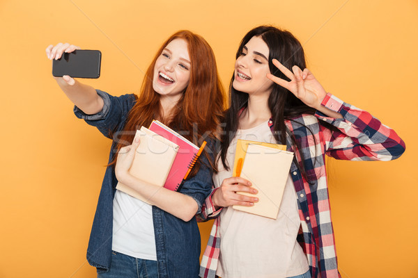 Portret dwa dość młodych szkoły nastolatki Zdjęcia stock © deandrobot
