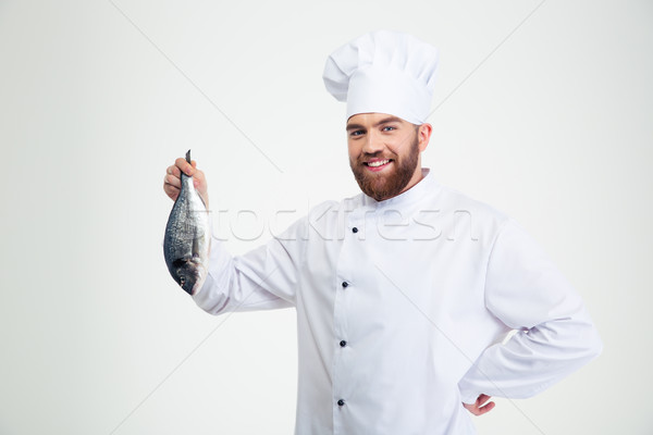 Stock fotó: Portré · boldog · férfi · szakács · szakács · tart