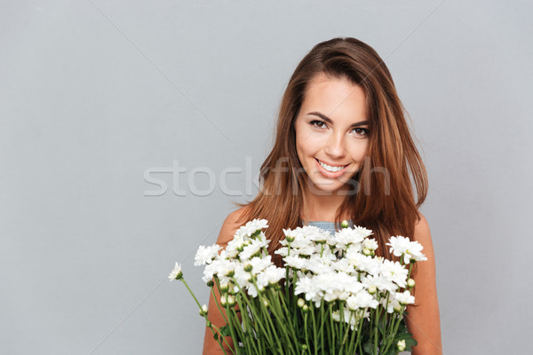 吸引力 年輕女子 花卉 商業照片 © deandrobot