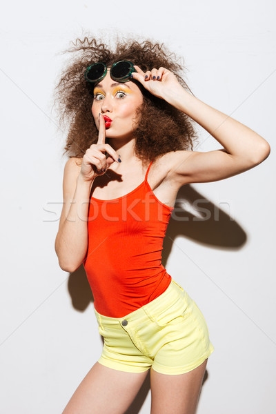 Vertical image of funny unusual model Stock photo © deandrobot
