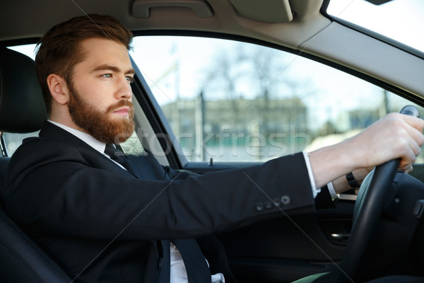 Stockfoto: Knap · jonge · zakenman · rijden · auto · portret