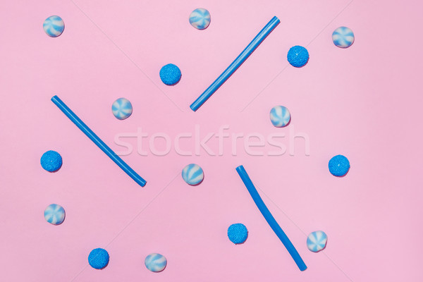 Assortment of a blue sugar jelly candies and lollies Stock photo © deandrobot