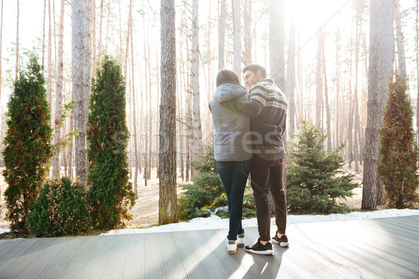 couple standing on doorstep Stock photo © deandrobot