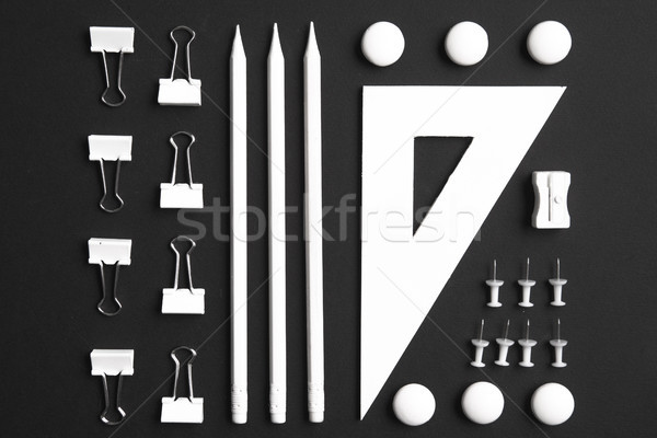 Top view image of office supplies Stock photo © deandrobot