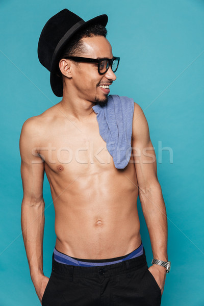 Retrato sonriendo casual sin camisa afro americano Foto stock © deandrobot