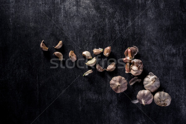 Fokhagyma sötét felső kilátás kép egészség Stock fotó © deandrobot