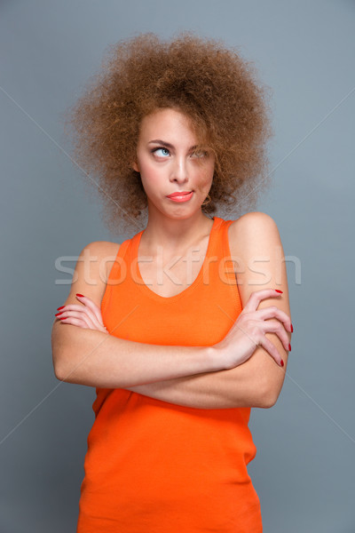 [[stock_photo]]: S'ennuie · agacé · femme · posant · bras