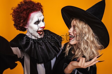 Gefühlvoll junge Frauen Halloween Kostüme Bild zwei Stock foto © deandrobot