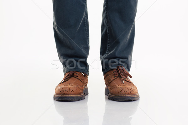 Uman picioare blugi ghete portret Imagine de stoc © deandrobot