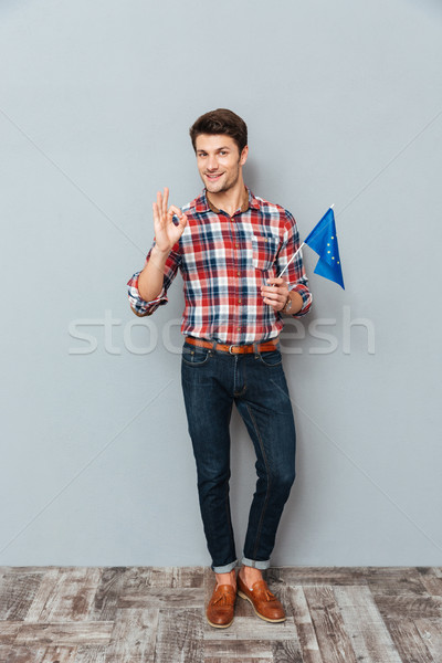 Foto stock: Alegre · hombre · bandera · Europa · Unión