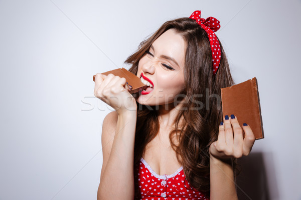 ストックフォト: モデル · 下着 · 食べ · チョコレート · 1 · 手