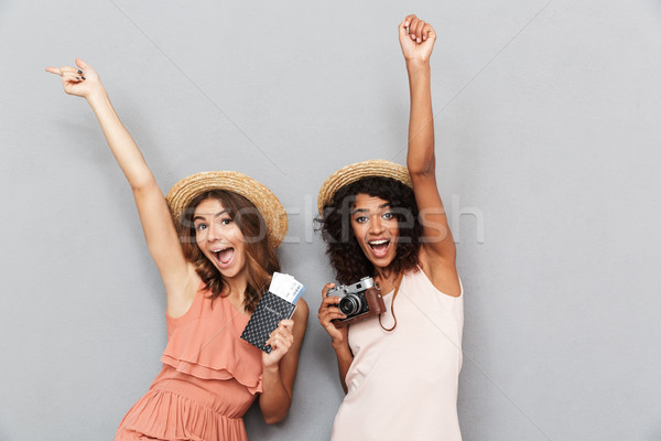 Stock photo: Portrait of two happy young women