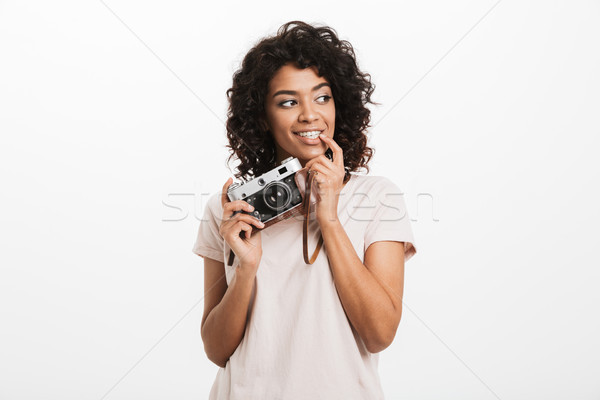 Portrait of a lovely young afro american woman Stock photo © deandrobot