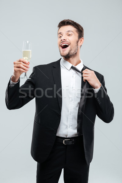 年輕 商人 飲用水 香檳酒 慶祝 商業照片 © deandrobot