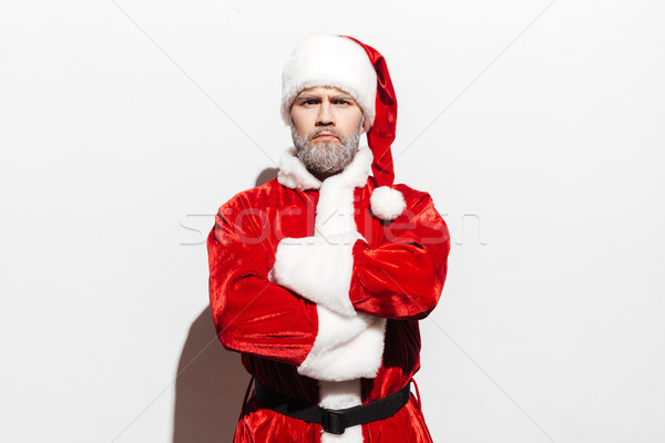 Stockfoto: Man · kerstman · permanente · achtergrond · tijd