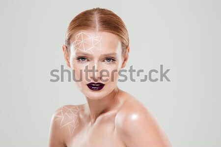 Retrato mujer arte del cuerpo gris mujeres Foto stock © deandrobot