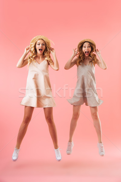 Full length portrait of two lovely young women Stock photo © deandrobot