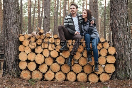 Couple on logs Stock photo © deandrobot