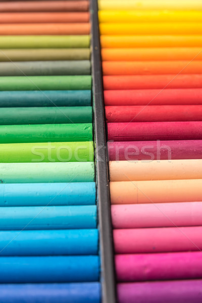 Close-up photo of colorful chalk pastels in box Stock photo © deandrobot
