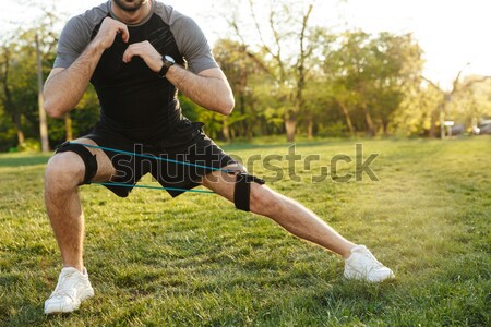 Stockfoto: Fitness · meisje · schoenveters · vergadering · gras